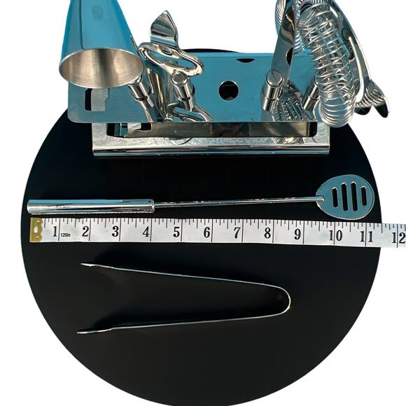 Stainless Steel Bar Tools Six Piece Set and Stand Cocktail Party Bartender Drink - Picture 13 of 13